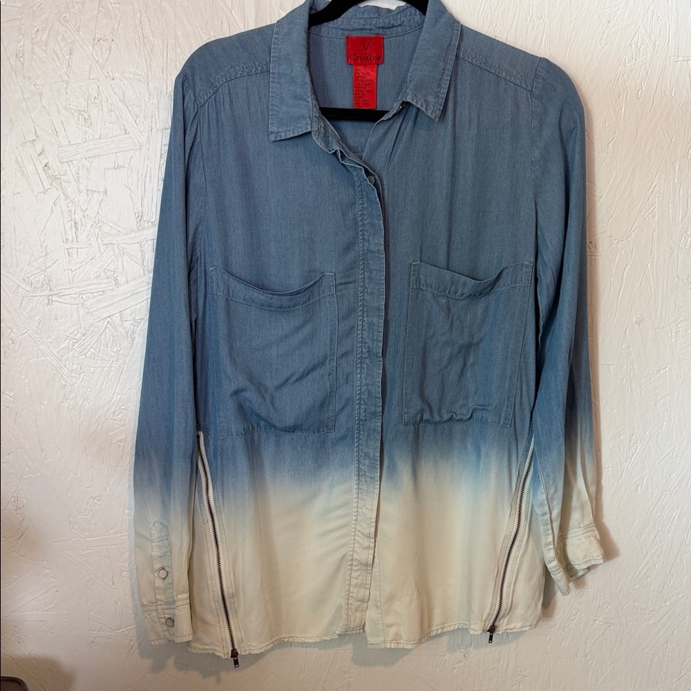 Christina Blue and White Ombre Button Down Shirt